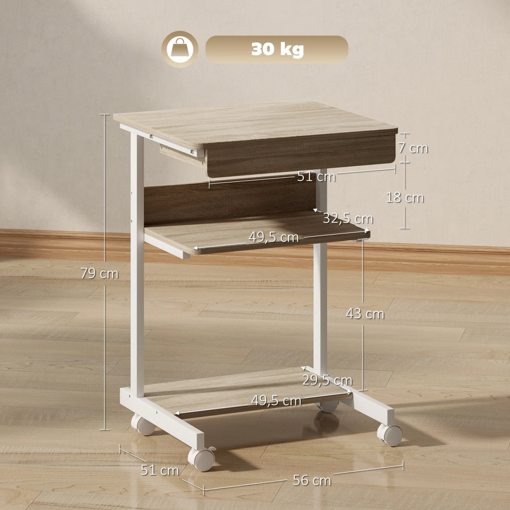 Scrivania con cassetto e ruote ¨C Minimal ¨C Rovere 56x51 cm