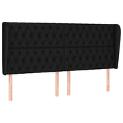 Testiera | Testata ad Orecchio Nera 203x23x118/128 cm in Tessuto