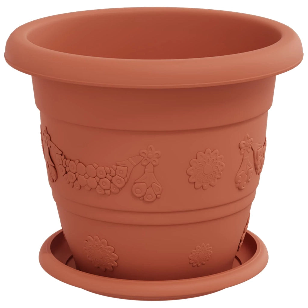 Vasi per Piante 6 pcs Rosso Mattone Ø 22 x 18 cm Plastica 3403270