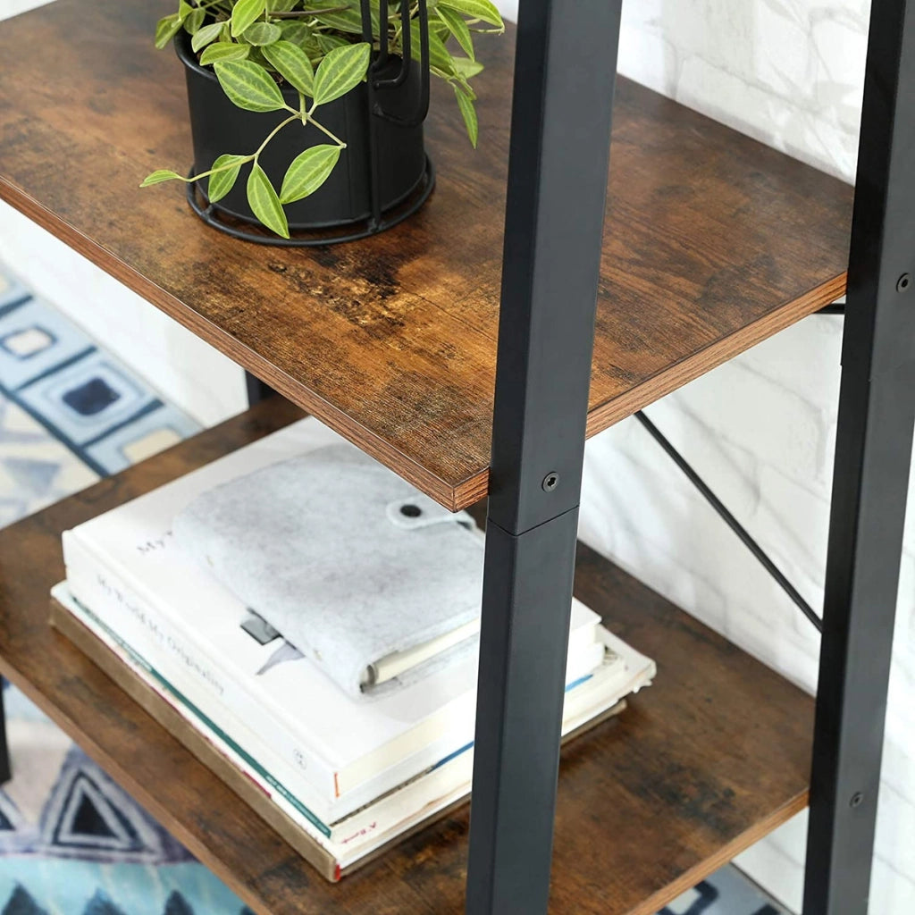 Libreria a scala industriale LLS44X in legno rustico e metallo