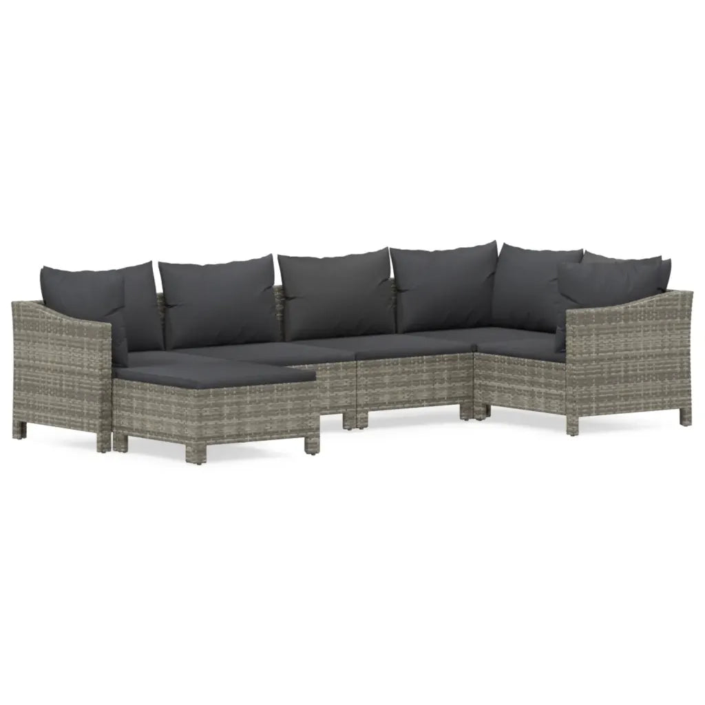 Set Divani da Giardino 6 pz con Cuscini in Polyrattan Grigio 3187291