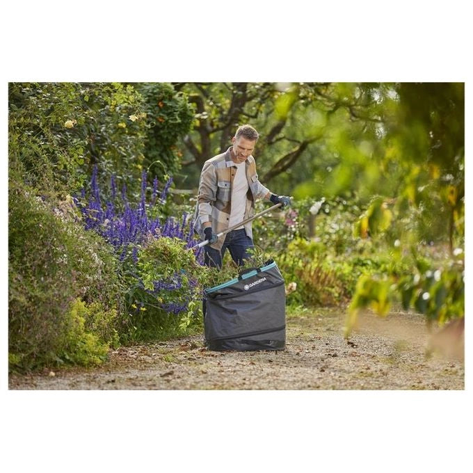 Gardena 11716-20 Sacco per rifiuti da giardino PopUp rettangolare 220 l con altezza regolabile e 4 maniglie colore Grigio Turchese