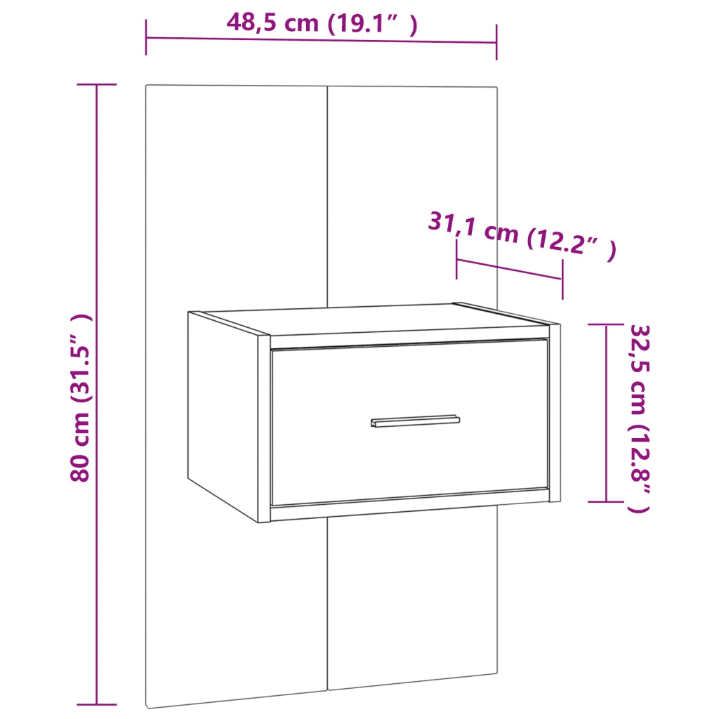 Comodini a Muro 2 pz Grigio Sonoma 816955
