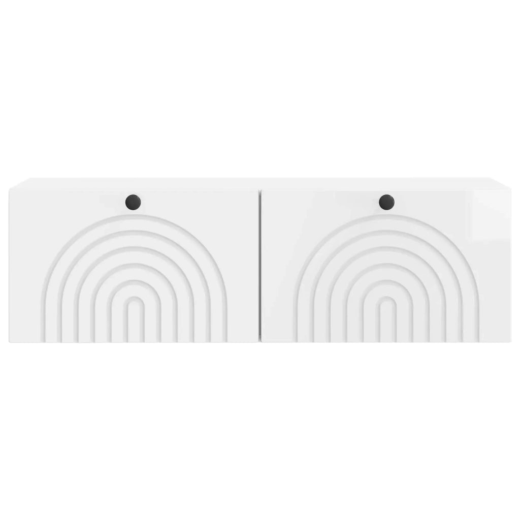Mobile Porta TV da Muro-Credenza per TV sospesa Bianco Lucido 98 x 31 x 30 cm 675071