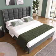 letto imbottito lino grigio 140 x 200 cm