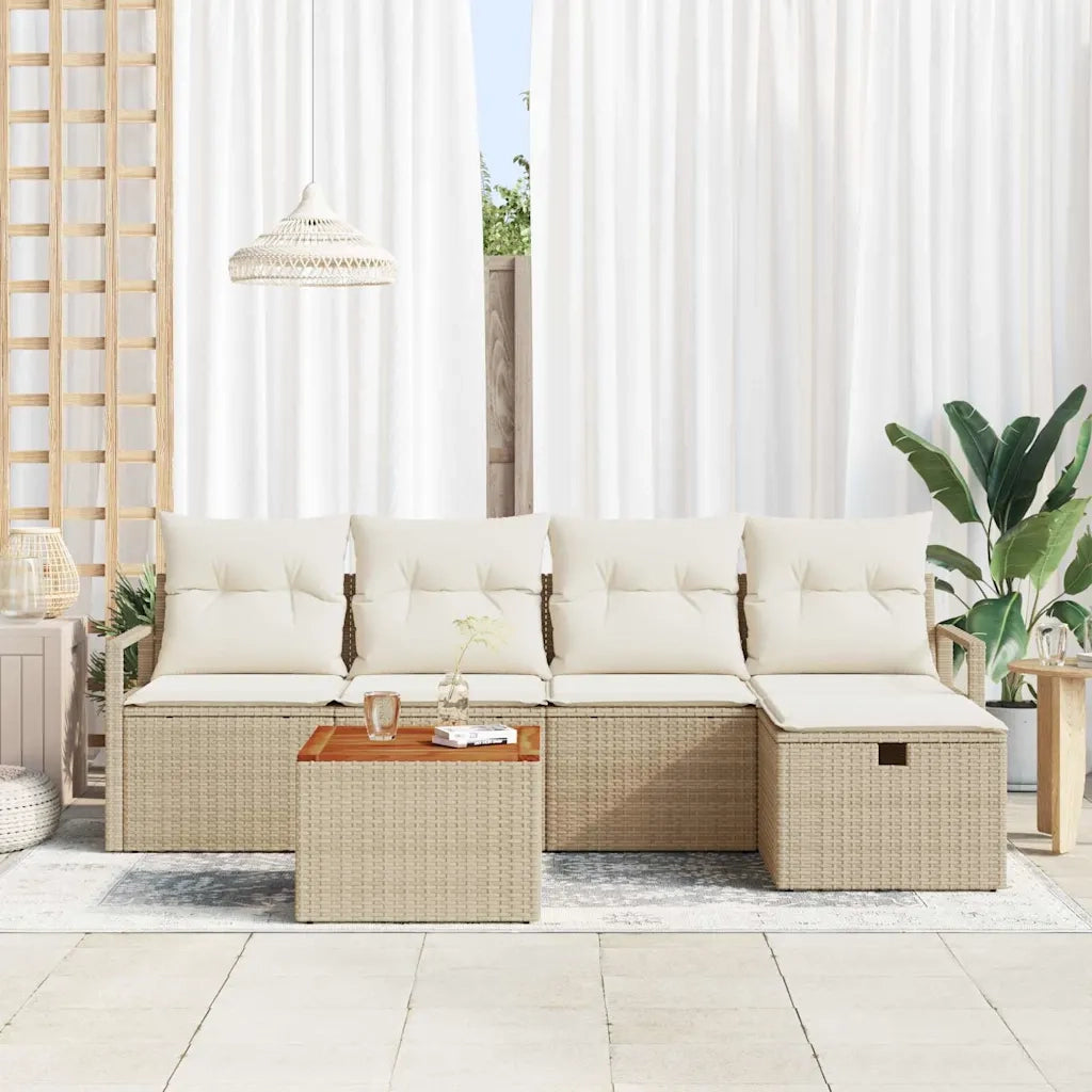 Set Divano da Giardino con cuscino 6 pcs Beige polyrattan 3359533