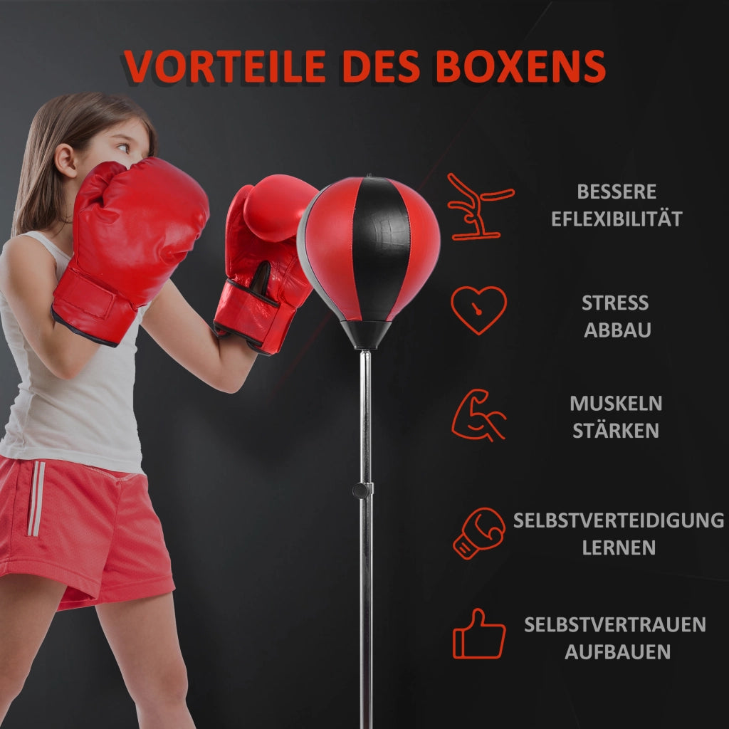 Set Punching Ball ¨C Minimal ¨C 126-144 cm regolabile in altezza con sacco, guantoni e pompa