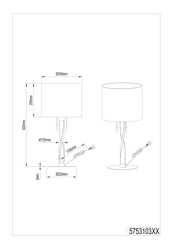 Lampada da tavolo, metallo e tessuto, bianco e acciaio, H 62 cm, Nandor