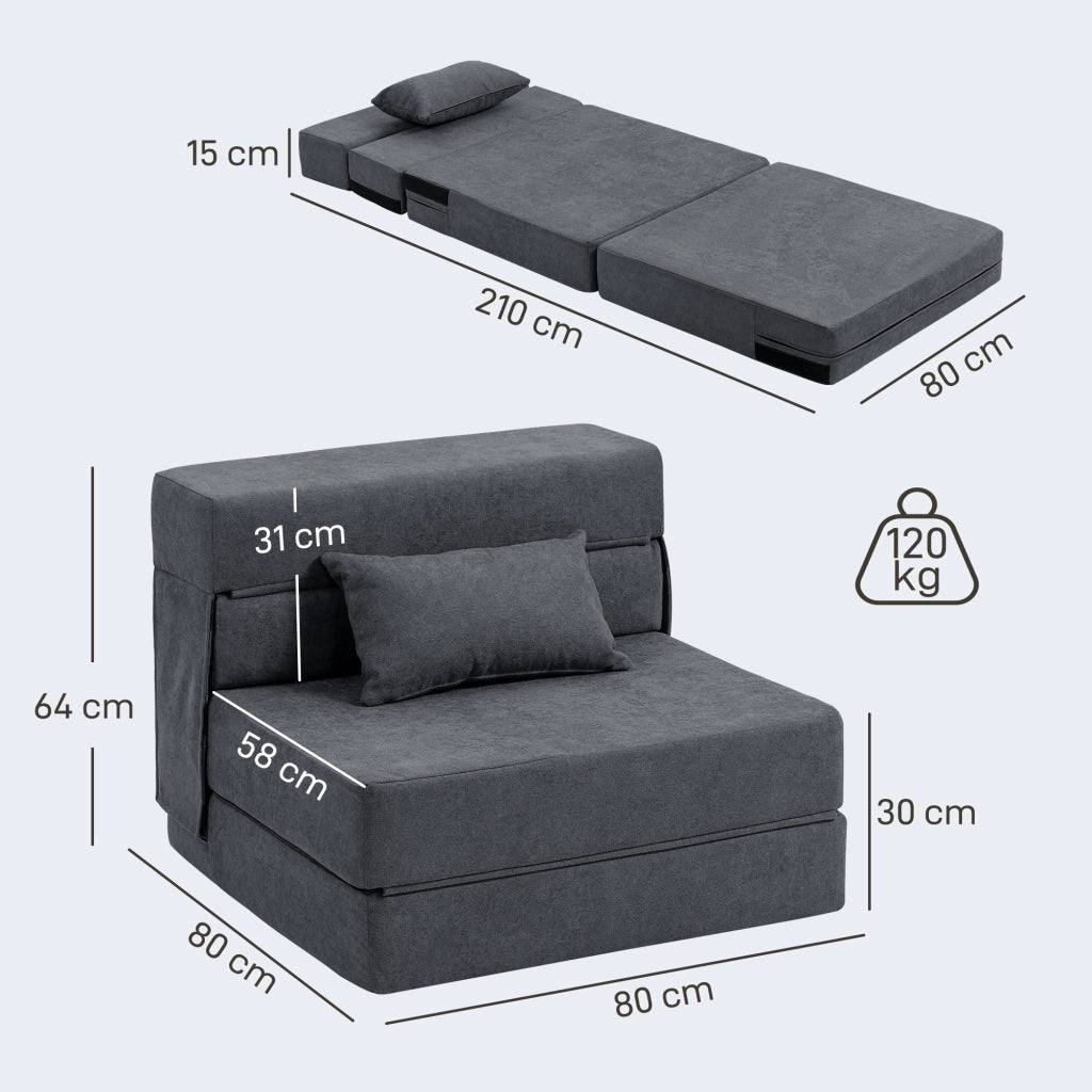 Divano letto trasformabile ¨C Xylo ¨C Schiuma grigio scuro con cuscini