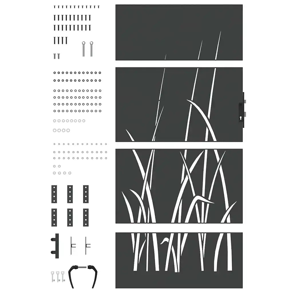 Cancello da giardino con blocco Nero 85 x 175 cm 42015867