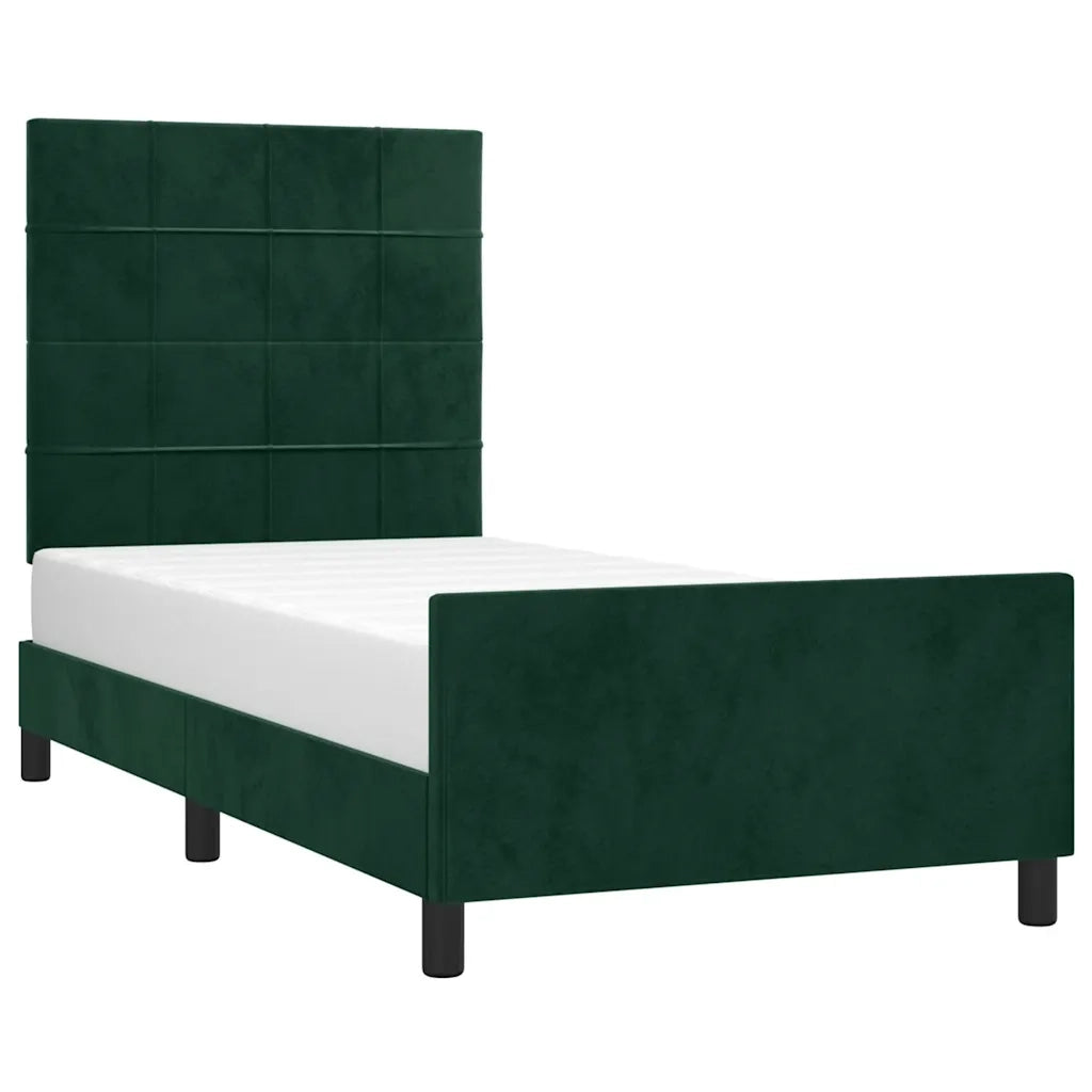 Letto singolo | Letto per adulti | Giroletto senza Materasso Verde Scuro 90x200 cm in Velluto
