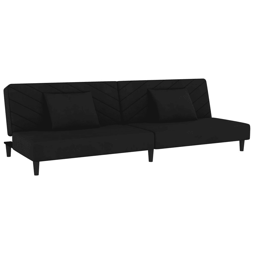 Divano letto | Sof¨¤ letto | Letto singolo a 2 Posti con 2 Cuscini Nero in Velluto