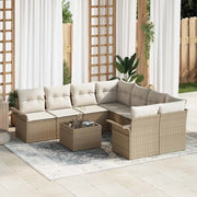 Set Divano da Giardino 9 pcs Beige Poly Rattan 3345301