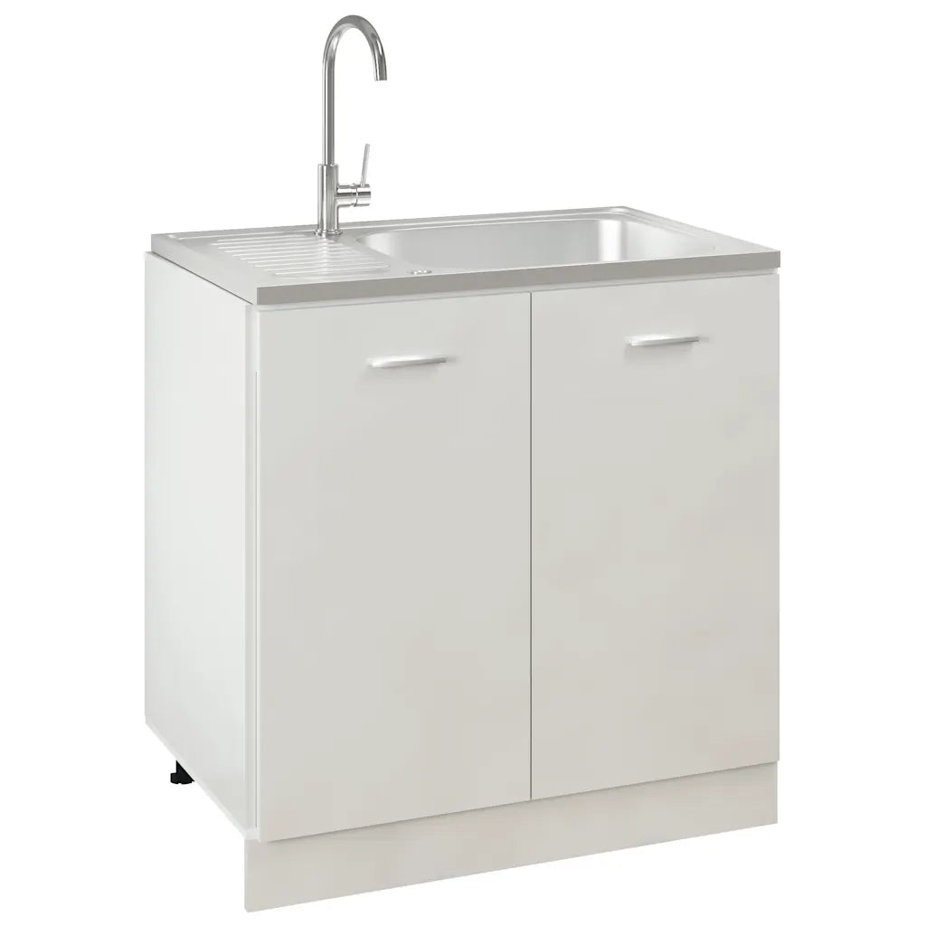 Lavello da Cucina con Scarico Argento 800x500x155 in Acciaio 147232