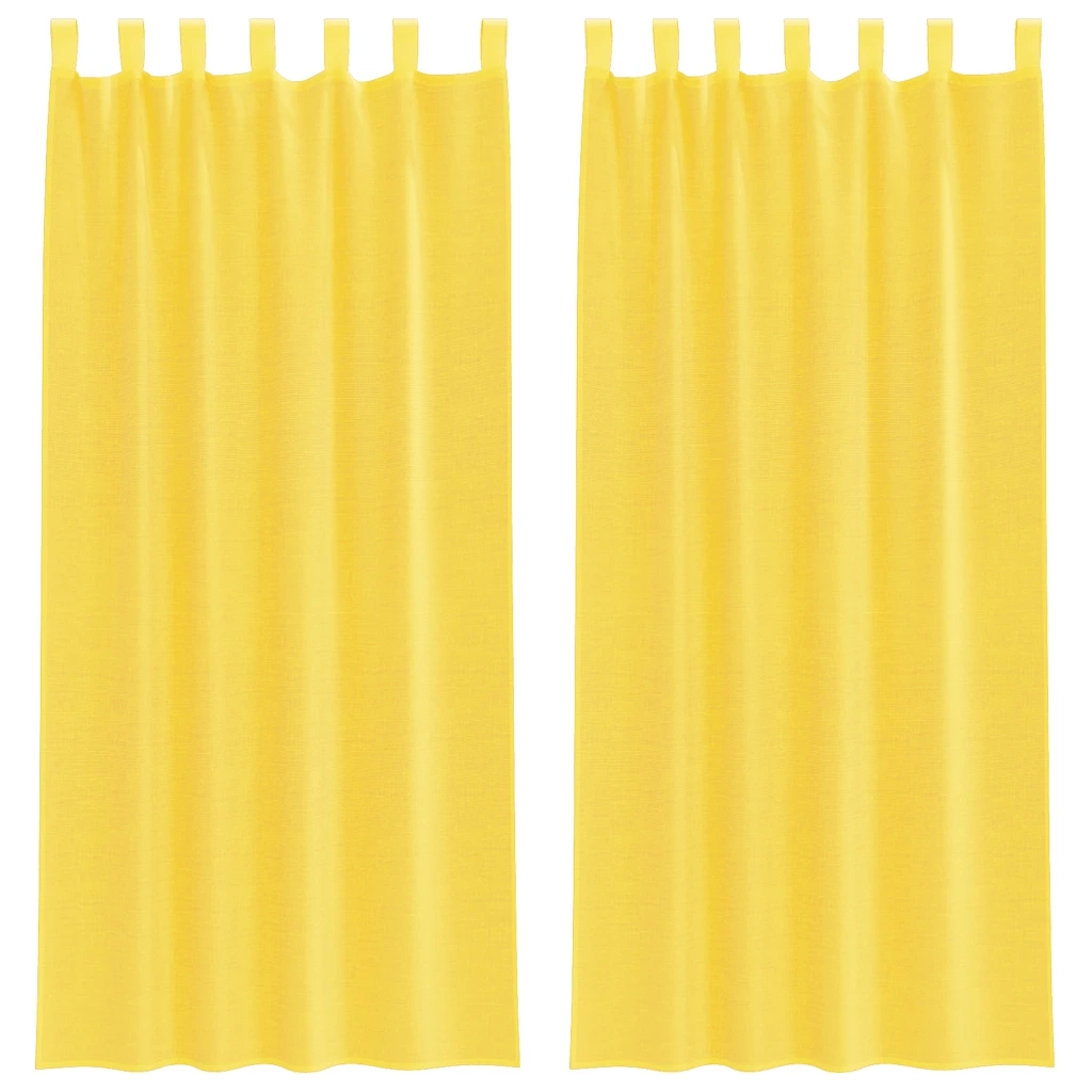 Tende in Voile con Passanti 2 pz Giallo 140x225 cm