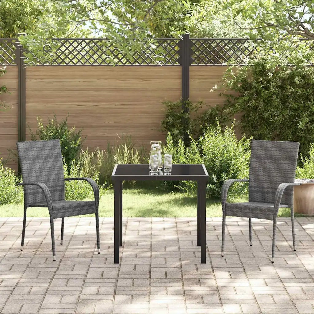 Set da Pranzo per Giardino 3 pcs Grigio