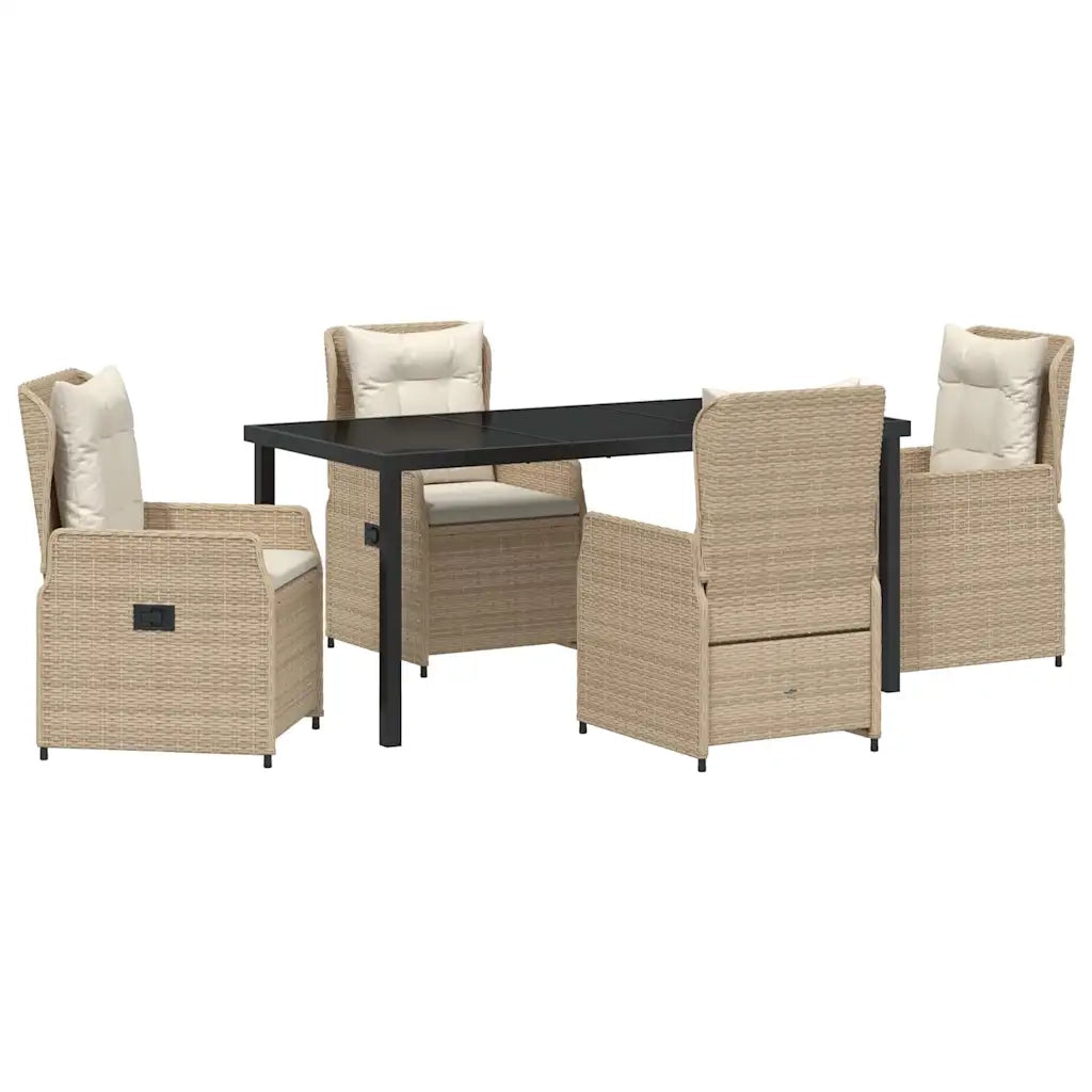 Set da Pranzo per Giardino 5 pcs Beige e Grigio Chiaro