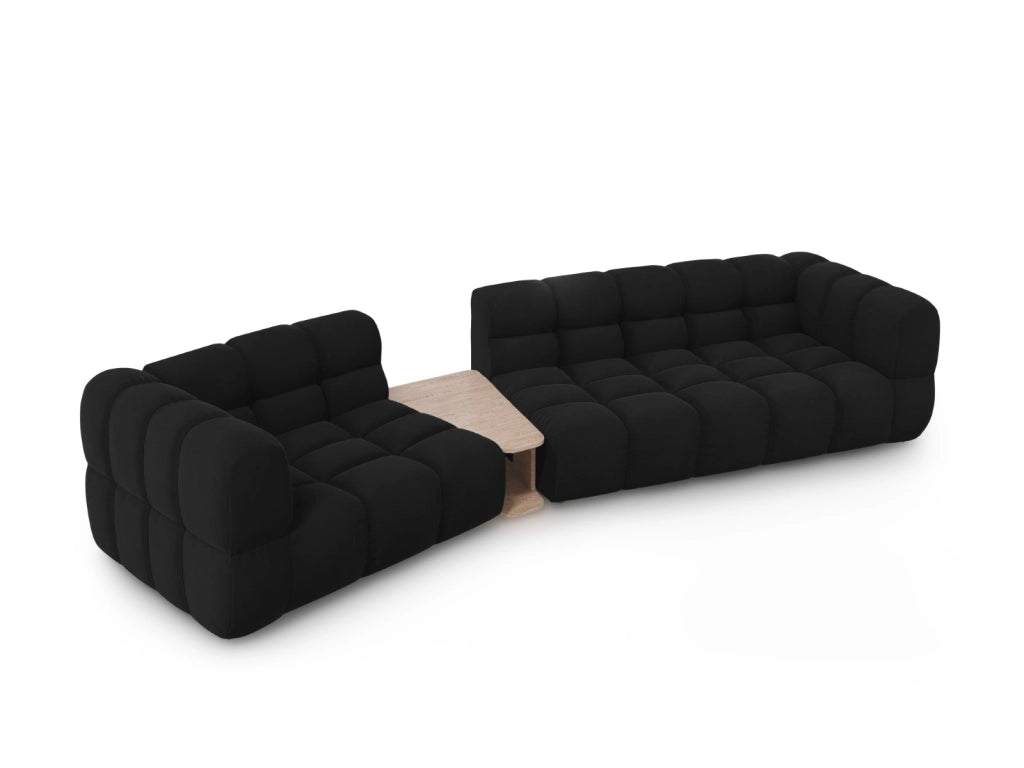 Cosmopolitan Design - Divano modulare sinistro "Sky" 3 posti in velluto nero 