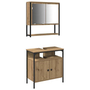 Set di mobili per il Bagno | Armadio da bagno 2 pz Marrone Legno multistrato