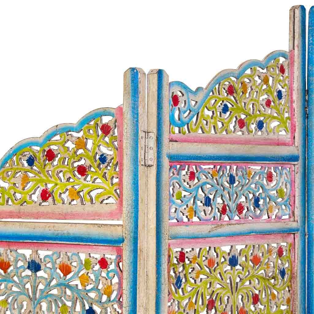 Paravento in legno multicolore fatto a mano, 50x25x180h cm