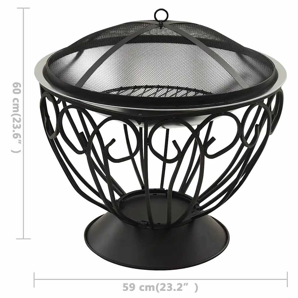 Braciere e Barbecue 2in1 e Attizzatoio 59x59x60 cm Acciaio Inox 313360