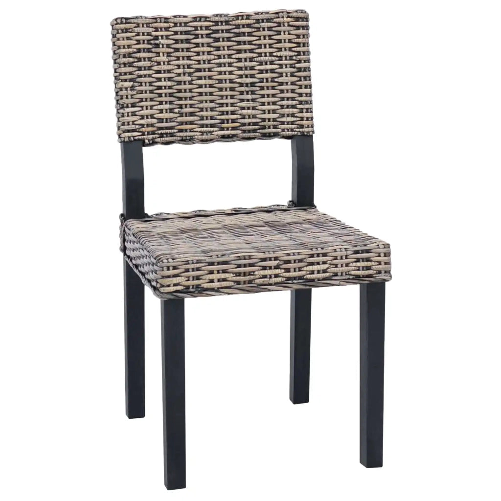 Sedia da pranzo 2 pcs Nero Lavato 46 x 55 x 84 cm Rattan Kubu 42012425