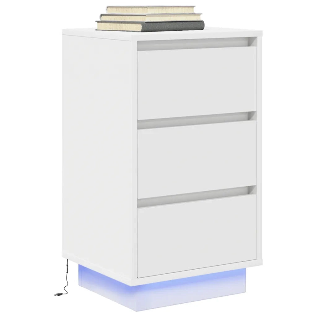 Comodini con Luci LED Bianco 38x34x65 cm 861301
