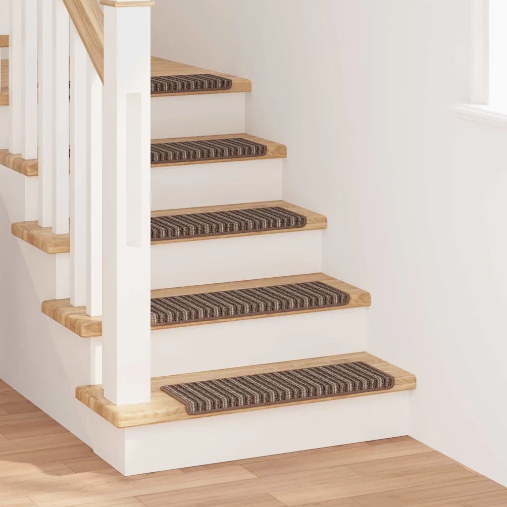 Tappetini per scale autoadesivi 15 pz | Gradini per Scale Marrone 65 x 21 x 4 cm
