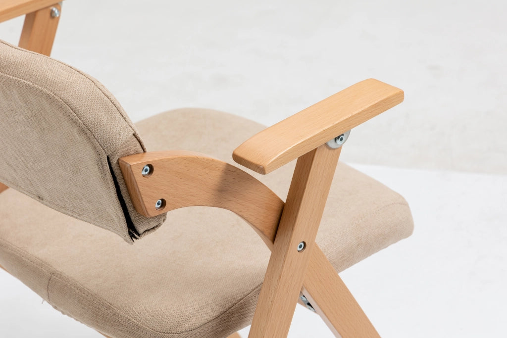 Sedie Pieghevoli con Braccioli e Seduta Imbottita, Set 2 Pezzi ¨C Xylo ¨C Legno, Beige