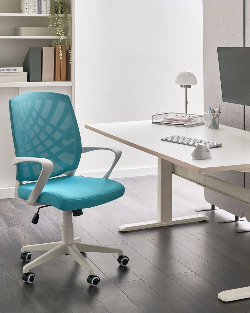 Sedia da ufficio blu poliestere Mesh girevole scrivania computer altezza regolabile