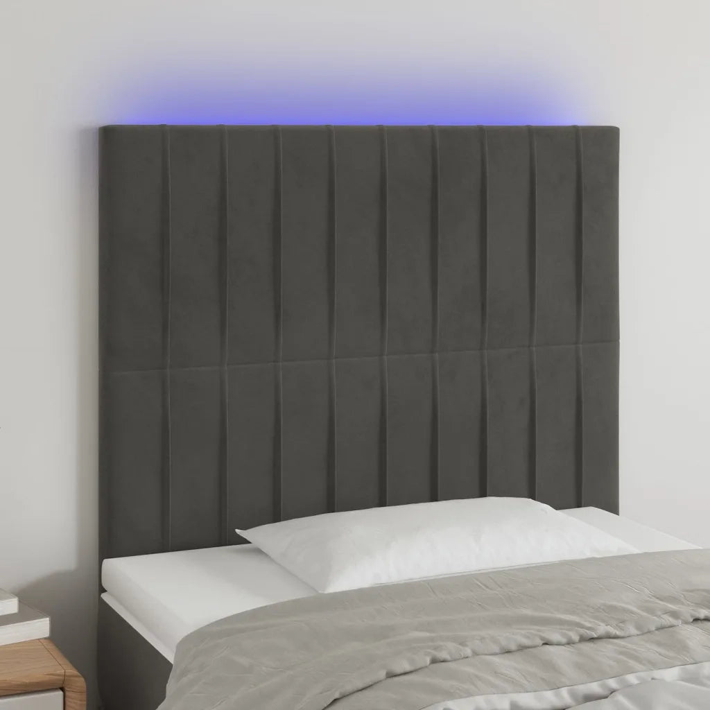 Testiera a LED-Testata con LED GrigioScuro 100x5x118/128cm in Velluto 503664