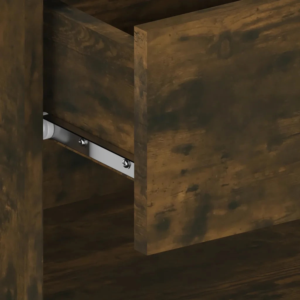 Comodino | Armadio da Notte | Mobiletto da notte a Muro Rovere Fumo