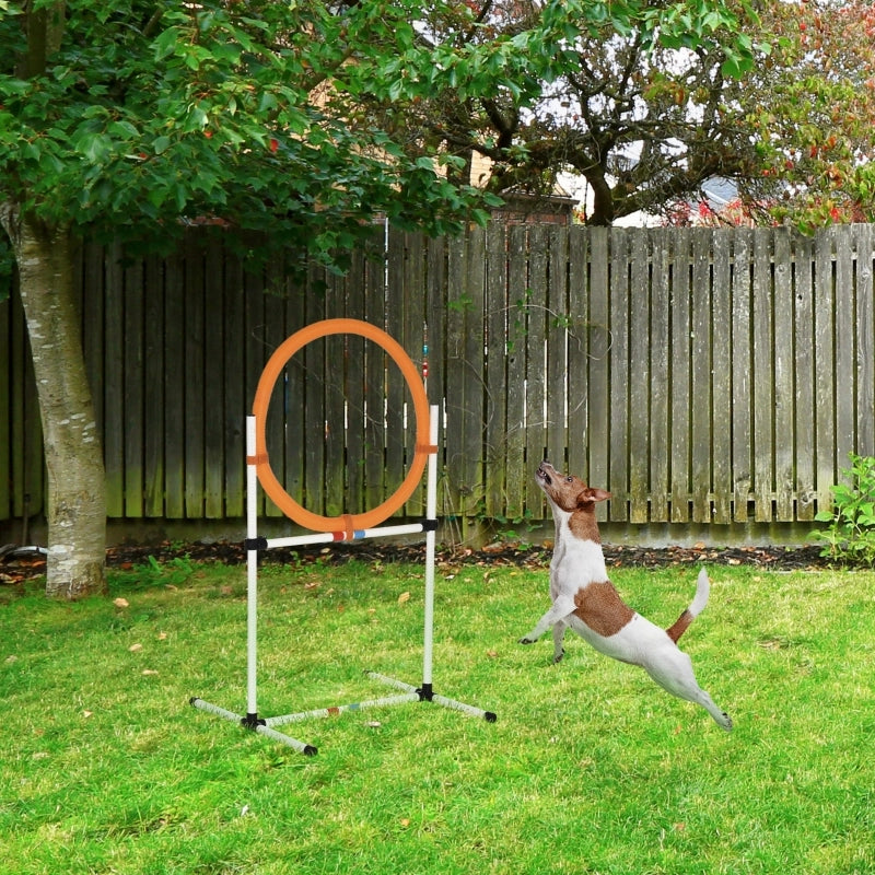 Set per l'addestramento dei cani, anello per saltare e praticare agility, in PE portatile, bianco + arancione, 74,5 x 66 x 91 cm