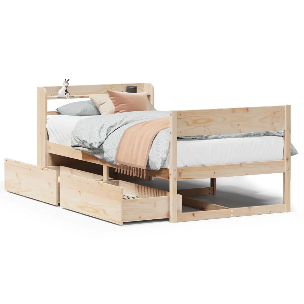 Letto senza Materasso-Struttura Letto 75x190 cm in Legno Massello Pino 870214