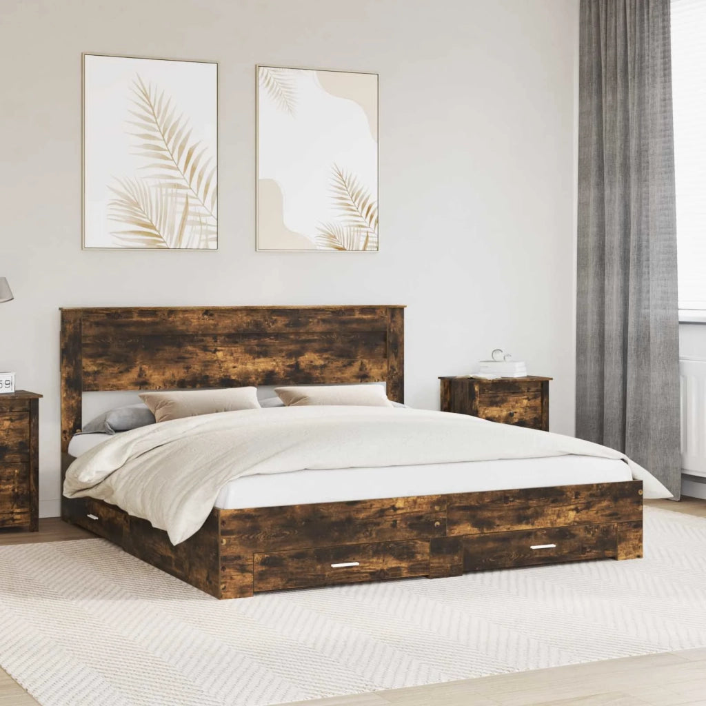 Struttura del letto Rovere fumé 200 x 200 cm Legno multistrato 3409956