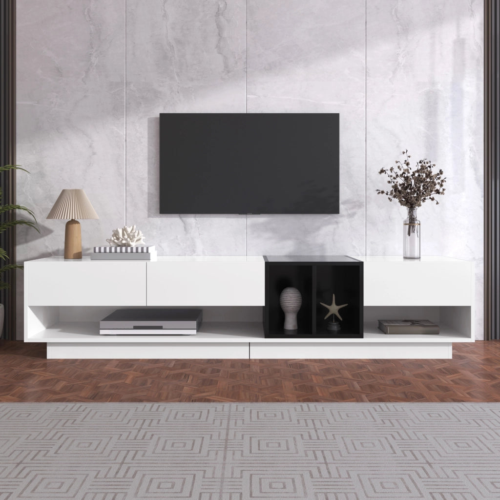 TV-Schrank bianco lucido e nero; truciolato; lunghezza 190 cm