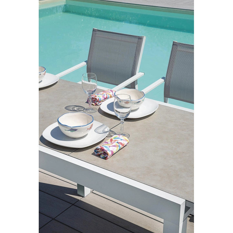 Tavolo Spalato 104/208X75 Alluminio Bianco Moia