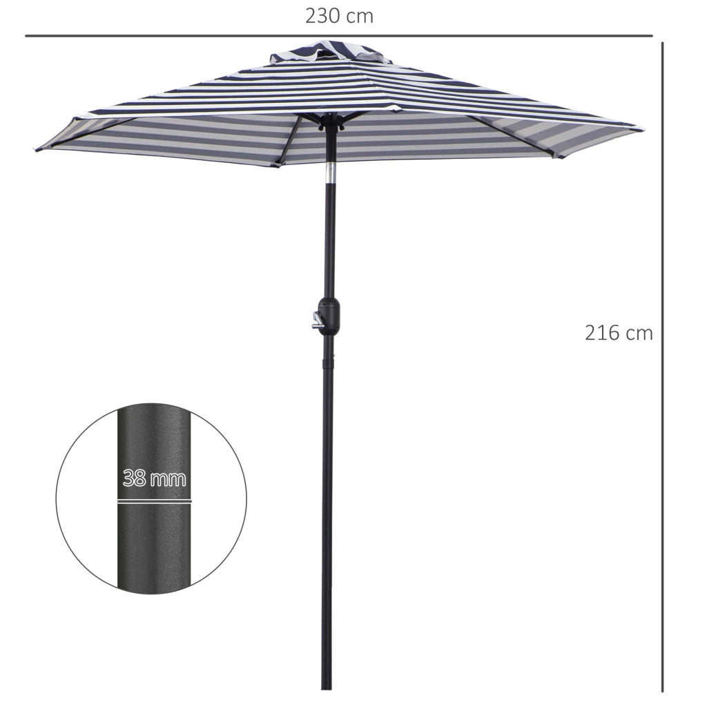 Ombrellone da Giardino ¨C Minimal ¨C 230x216 cm Blu e Bianco