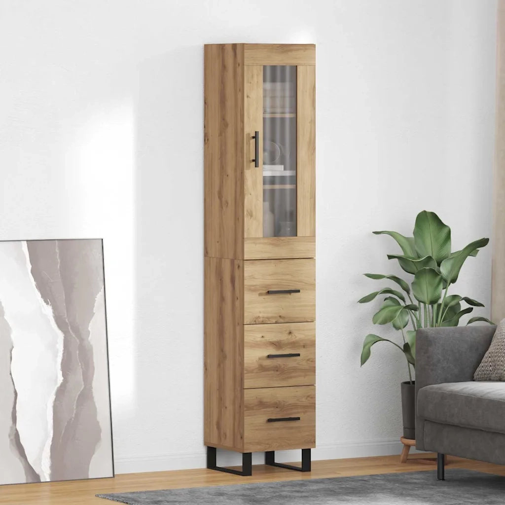Credenza con Cassetto-Buffet-Armadio da cucina Rovere artigianale 69,5 x 34 x 180 cm 863660