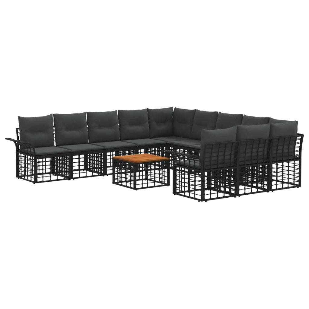 Set di divani da esterno 12 pz Nero e Grigio scuro Poliestere 3437783