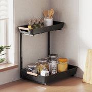 Scaffale da cucina regolabile con 2 cestelli, 40 x 30 x 33,5-42 cm, nero