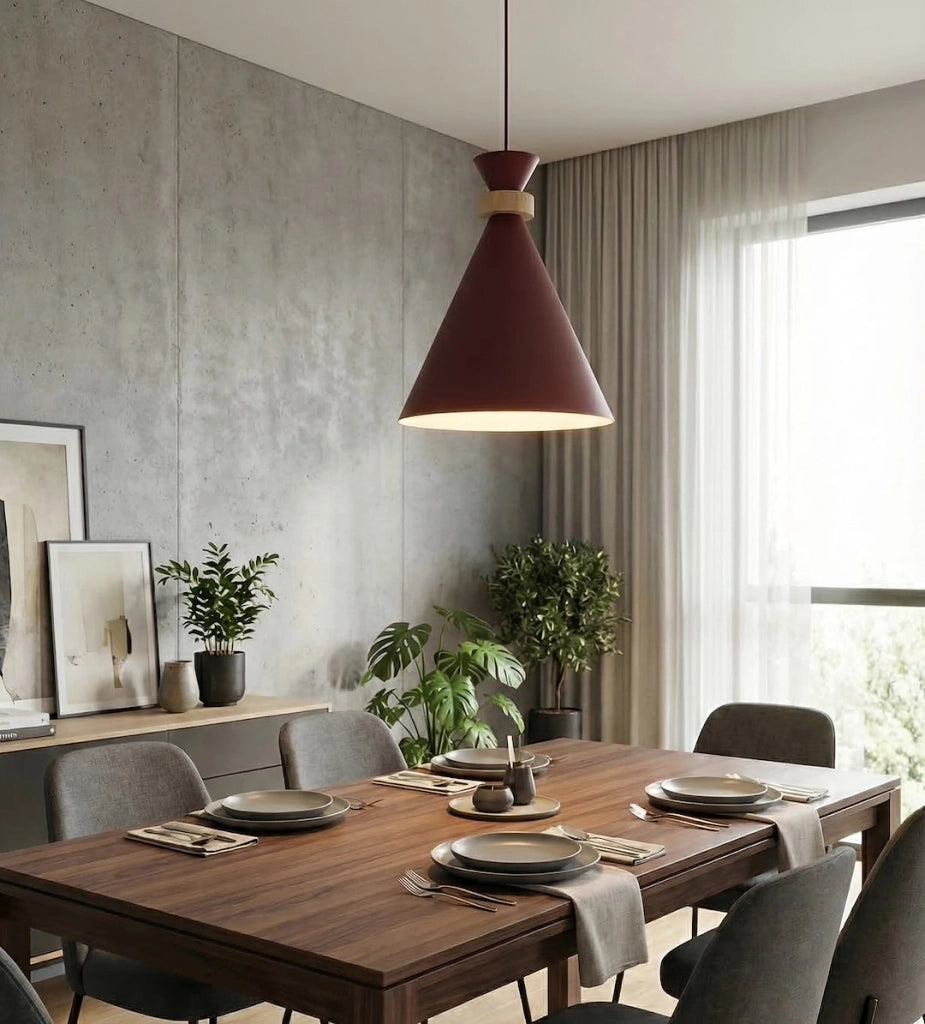Lampada sospesa ZERO Emibig bordeaux legno 1xE27