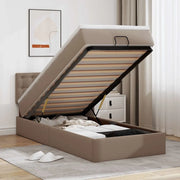 Letto Pouf con Materasso Cappucino 100x200 cm Similpelle