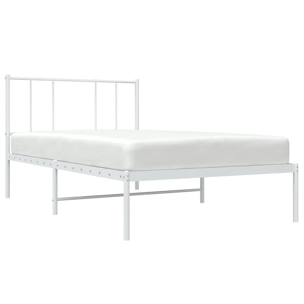 Letto singolo | Letto per adulti | Giroletto senza Materaso con Testiera Metallo Bianco 75x190 cm