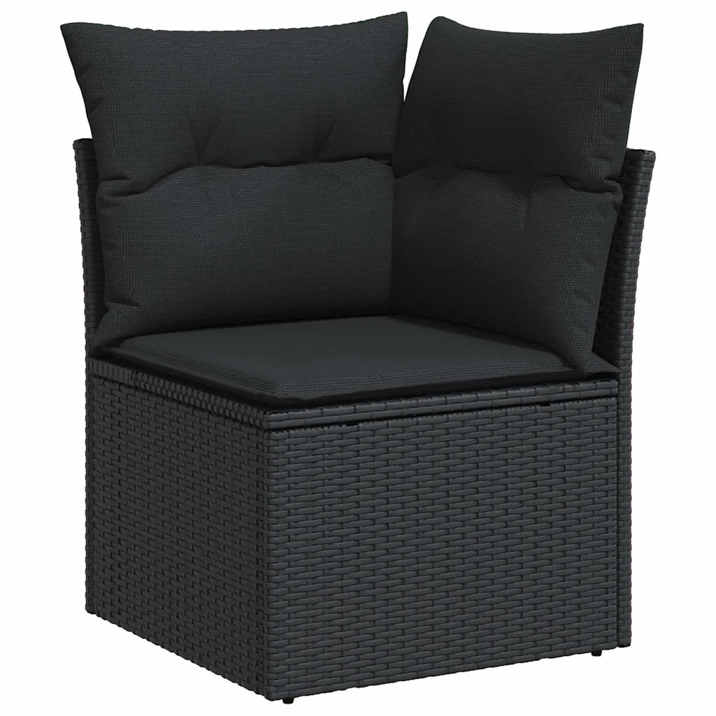 Set Divani da Giardino 5 pz | Set Salotto da Giardino con Cuscini in Polyrattan Nero