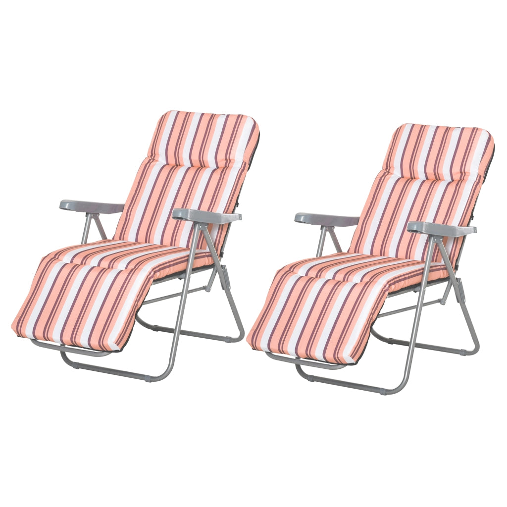 Sedia Sdraio Set 2 Pezzi ¨C zephmum ¨C Grigio Arancione 60x75x102 cm