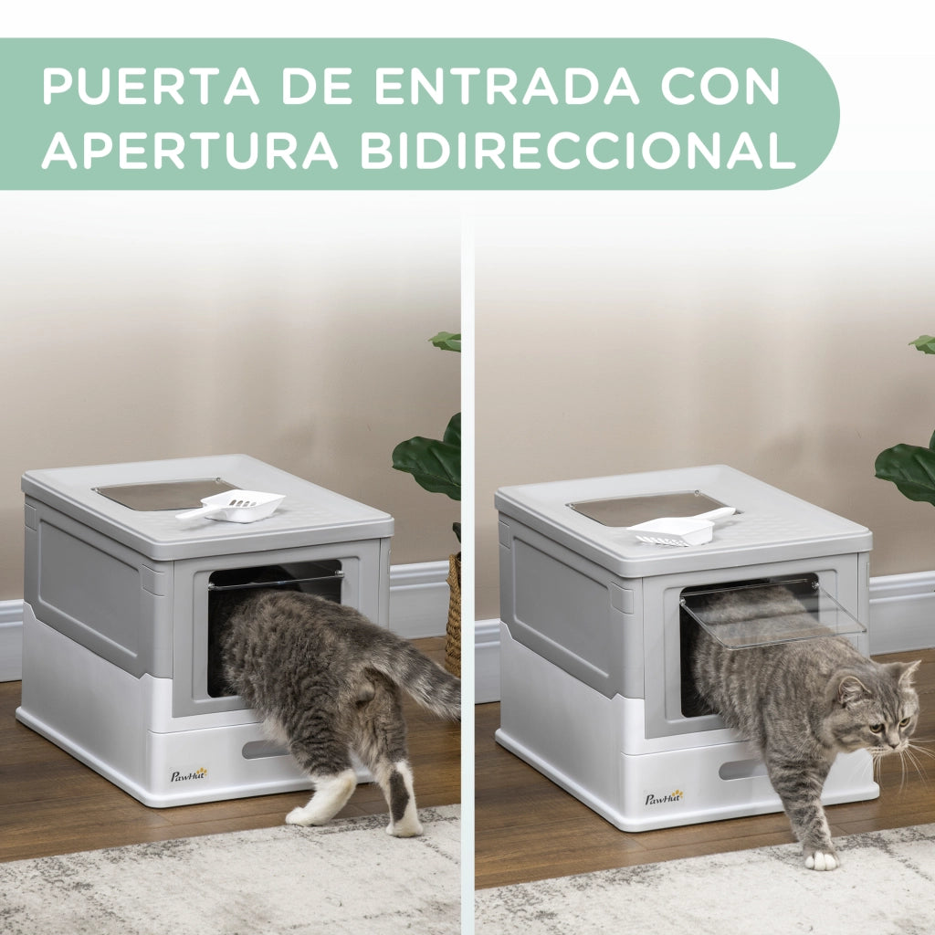 Casetta per Gatti con Pala ¨C Minimal ¨C 47,5x35,5x36,7 cm Grigio e Bianco
