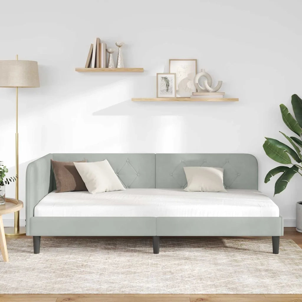 Cornice del letto ad angolo Grigio chiaro 100 x 200 cm Velluto 42016616
