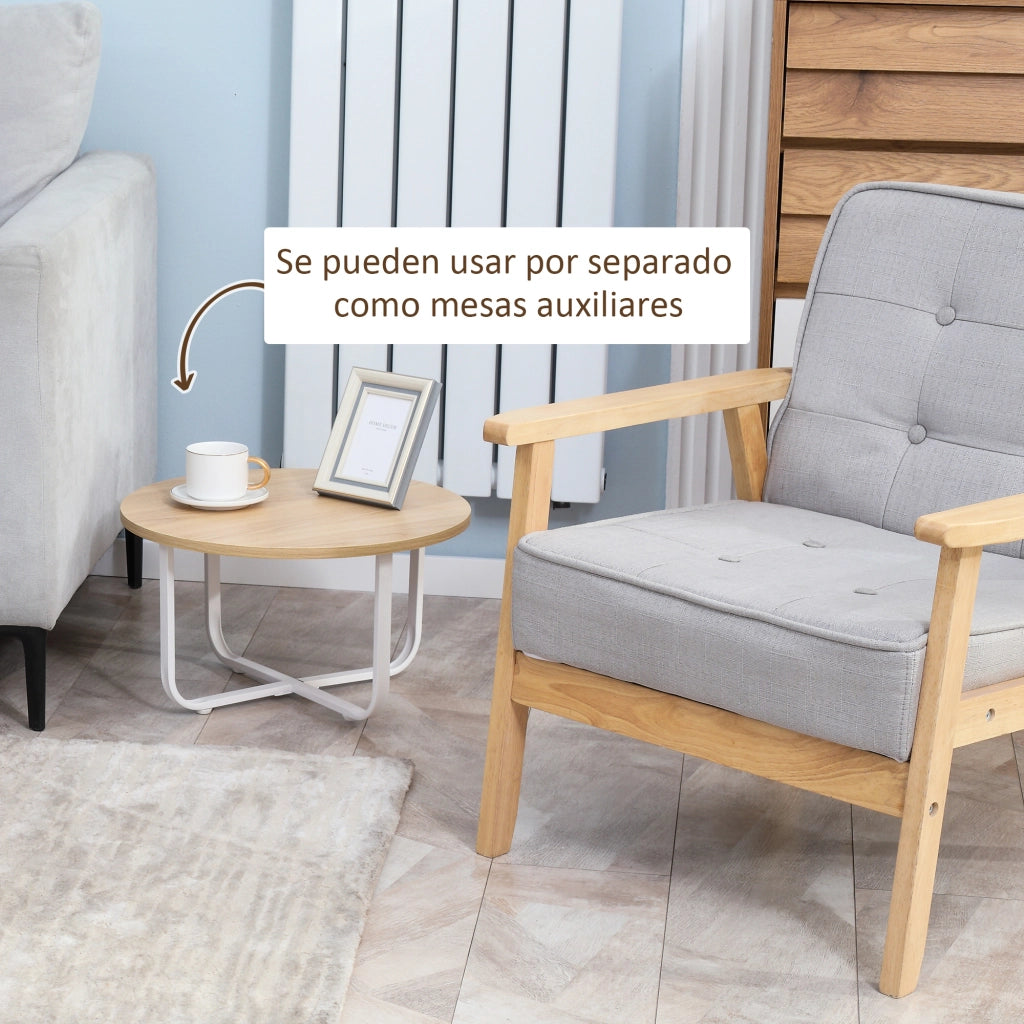 Tavolino da caff¨¨ ¨C Minimal ¨C Naturale e Bianco