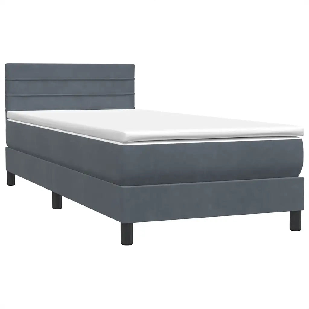 Letto a Molle con Materasso e LED Grigio Scuro 80x210 cm Velluto 3316954